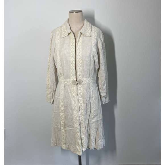 American Vintage Jackets & Blazers - Vintage 60s 70s Jacket Lace Linen Women S Beige Mod Boho Summer Resort